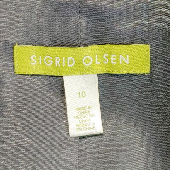 Sigrid Olsen Floral Brocade Jacket Button Up Textured Black White Womens Size 10 - Picture 3 of 7